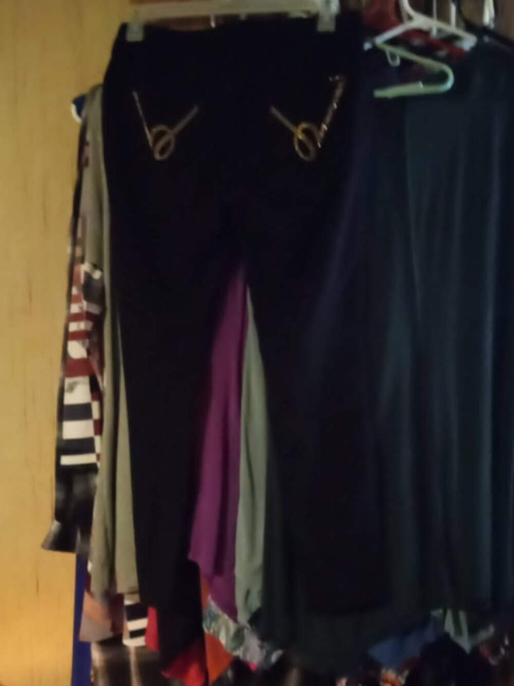 bebe pants black w/gold embellishments 28